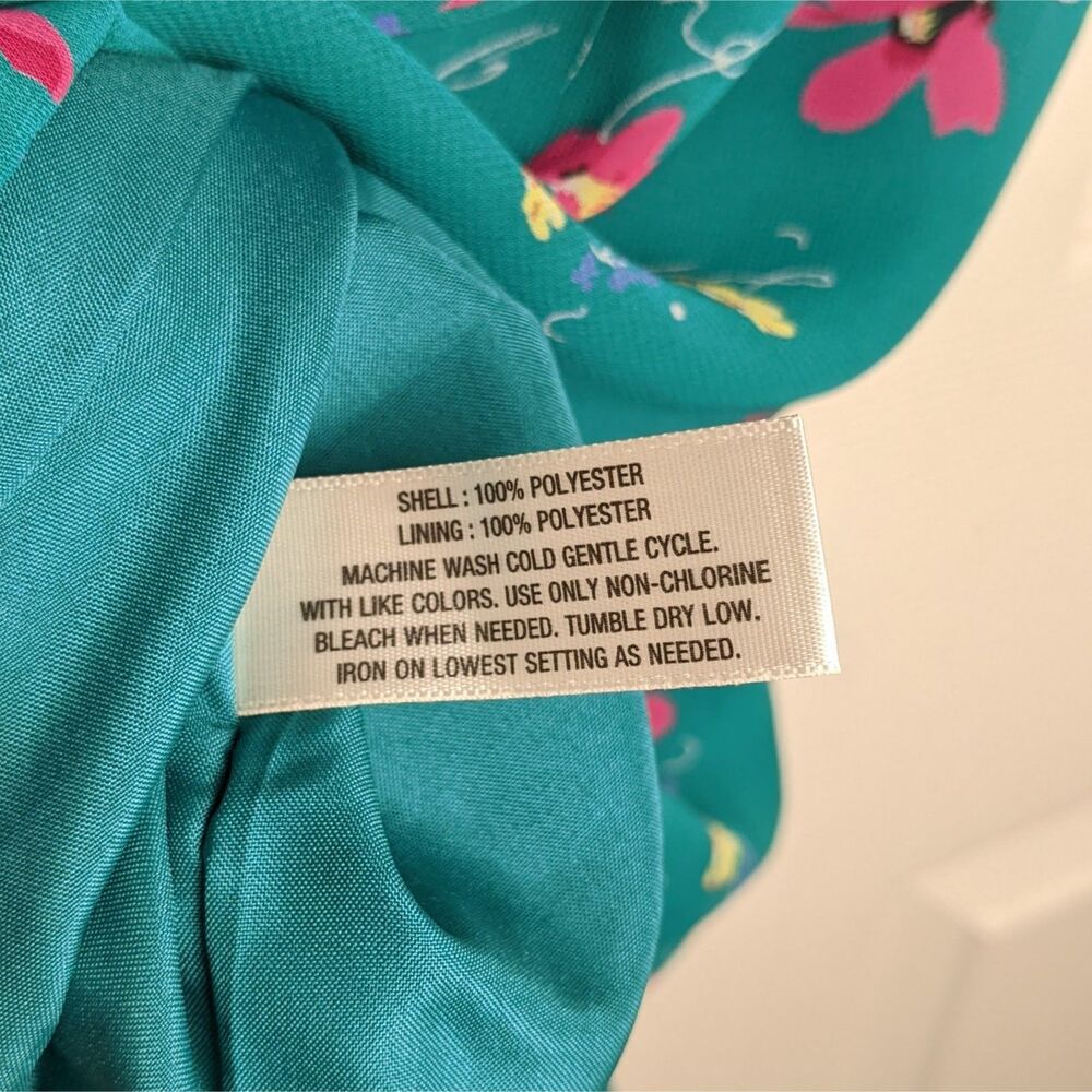 NWT Romantic Floral Maxi Dress Teal | Cottagecore Boho Sundress Pockets Slit - Picture 10 of 15